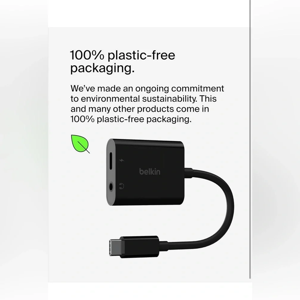 Belkin Rockstar™ 3.5mm Audio with USB-C Charge Adaptor - Black (new)